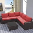 thumbnail image 2 of Kullavik Patio All Weather woven 6-Piece Metal Sectional Sets with Cushions,Red, 2 of 5