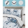 thumbnail image 4 of Quilts Full Size Bedding Set, Blue Crab Coastal Lightweight Quilted Comforter, Beach Starfish Nautical Coral Ombre Soft Reversible Bedspread Coverlet with Pillow Covers for All Season, 78" x 90", 4 of 7