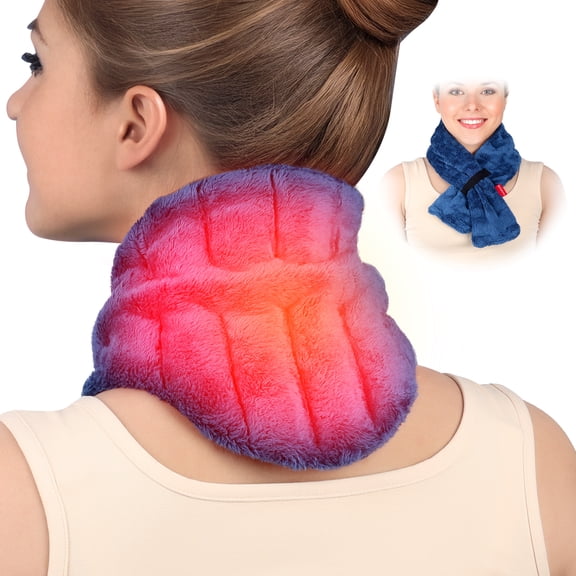 Comfytemp Microwave Neck Heating Pad, 33"×4", Hot & Cold Therapy Wrap for Soothing Muscle Pain and Tension, Blue