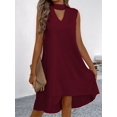thumbnail image 4 of Women V-Neck Floral Printed A-Line Elegant Dresses Sleeveless Sundress Casual Boho Dress Wine Red L, 4 of 8