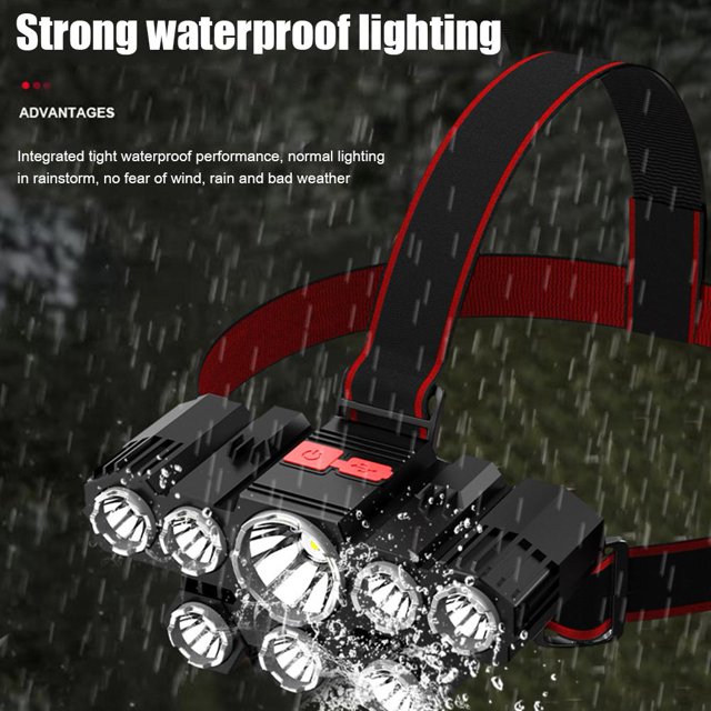 Lámpara 8LED Faro 1200mAh Recargable Al aire libre Senderismo Camping Correr Lámpara de trabajo Ndcxsfigh Nuevos Originales