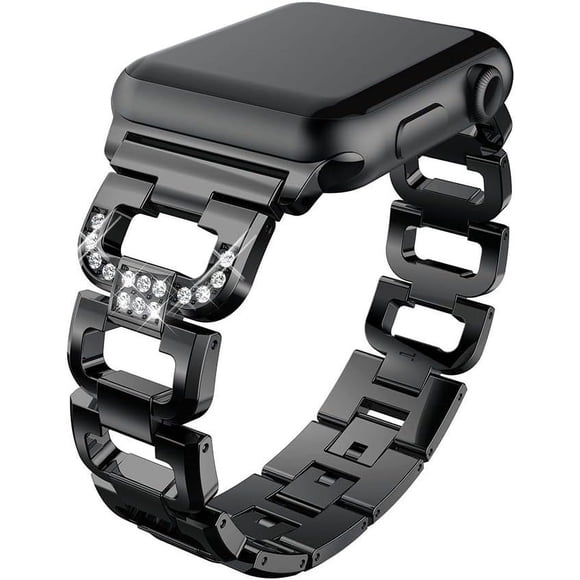 MYKOMI Compatible with Apple Watch 45mm 41mm Band -Metal Stainless Steel with Crystal Diamond Watch Band Replacement Strap for iWatch Series 8/7/6/SE/5/4/3/2/1