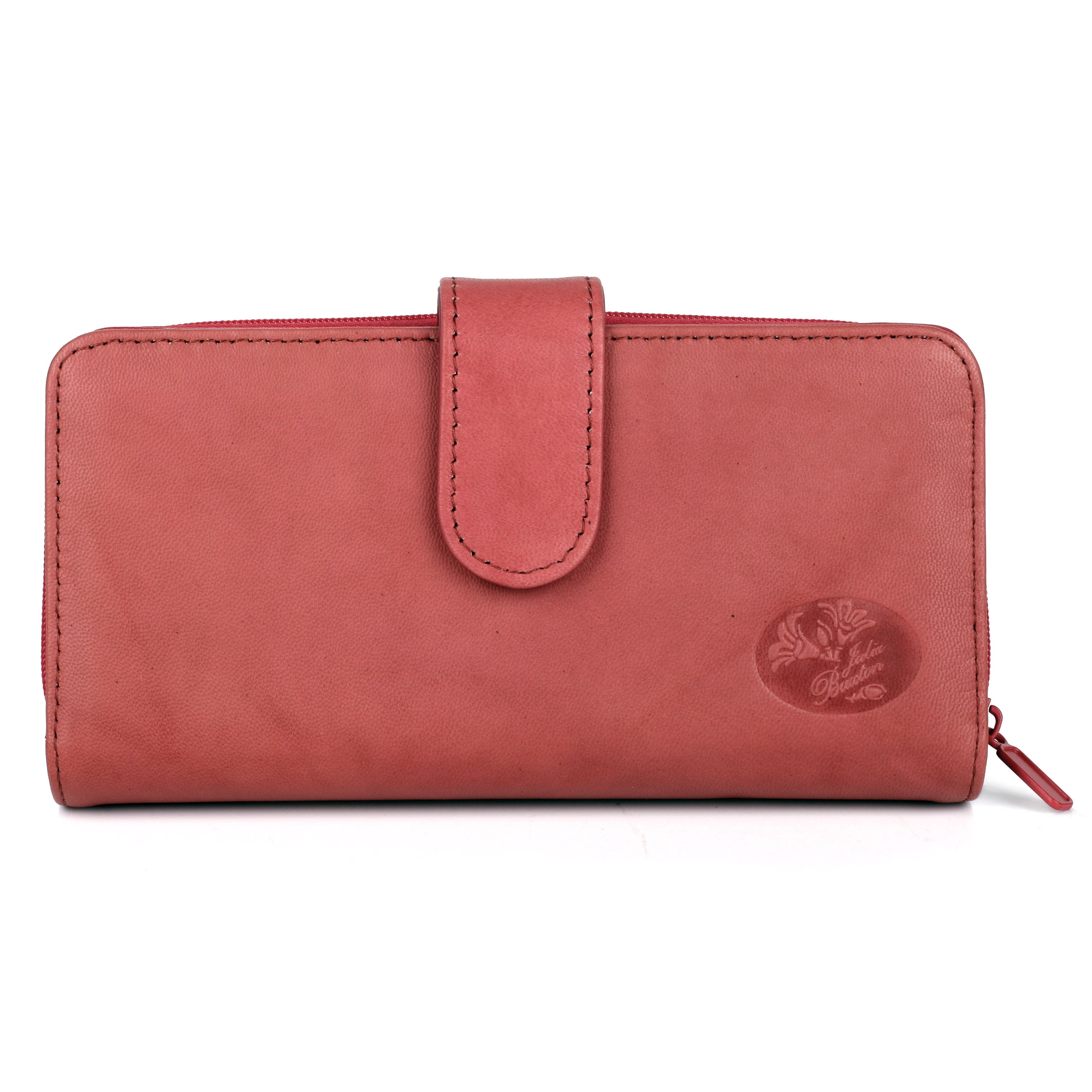 Julia Buxton Women's Heiress Checkbook Wallet Leather, Red