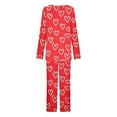 thumbnail image 6 of BiZtdJrK Lightning Sales Womens Pajamas Set Long Sleeve Button Up V Neck Pullover Tops and Pants 2 Piece Lounge Outfits Valentine's Day Heart Print Sleepwear Pink XL, 6 of 8