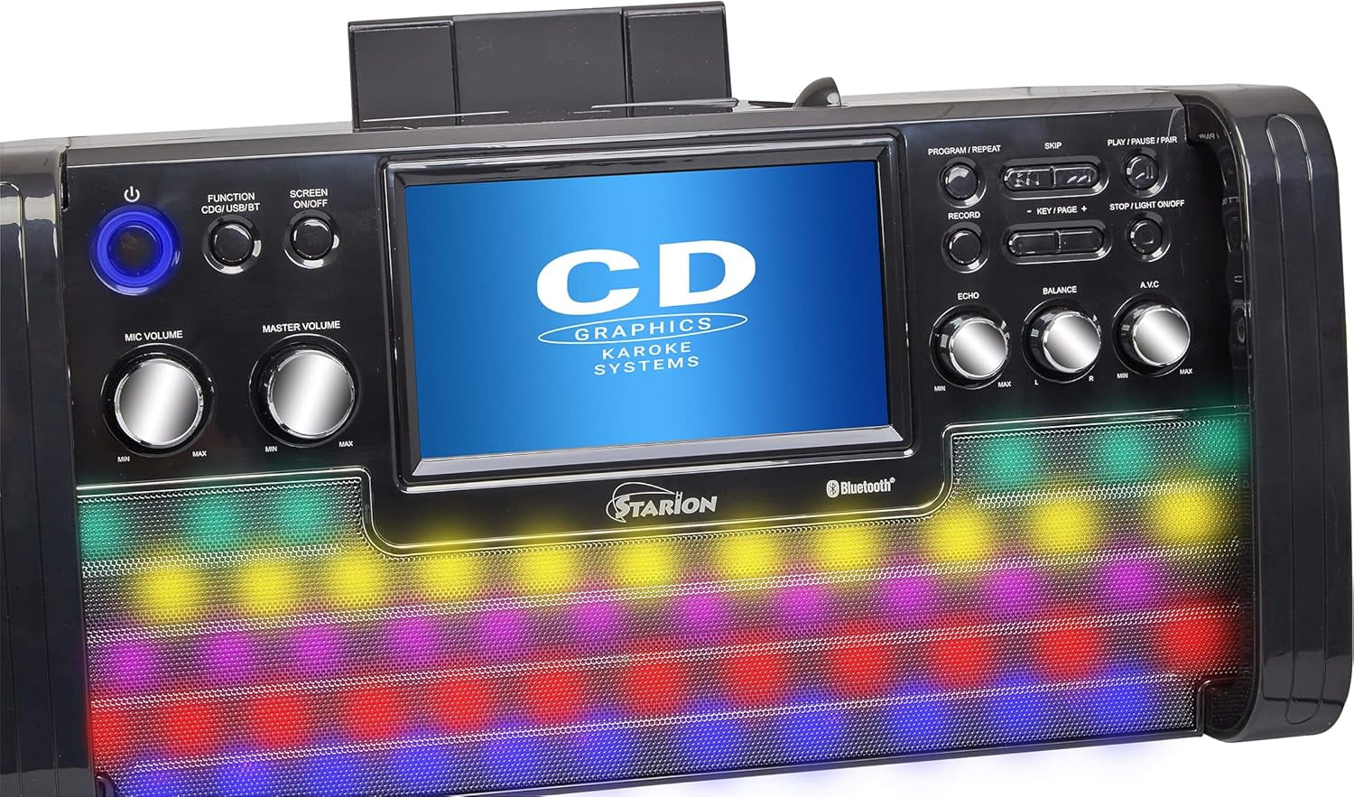 Starion KS780-B Portable Bluetooth CD+G Karaoke Machine l Built-in 7 Inch TFT Screen