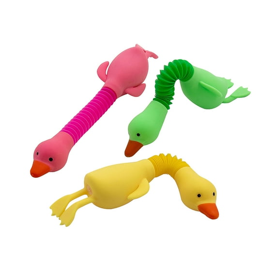 Fun Express 9 3/4" Brightly Colored Duck Expanding Tube Fidget Toys - 12 Pieces