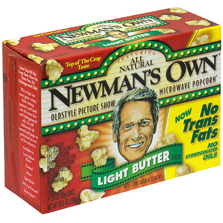 Newman's Own Light Butter Flavor Microwaveable Bag Popcorn, 10.5 oz