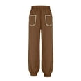 thumbnail image 5 of Barrel Sweatpants Women High Waisted Cinch Bottom Jogger Pants Drawstring High Waist Athletic Baggy Lounge Pant Light Brown XL, 5 of 6