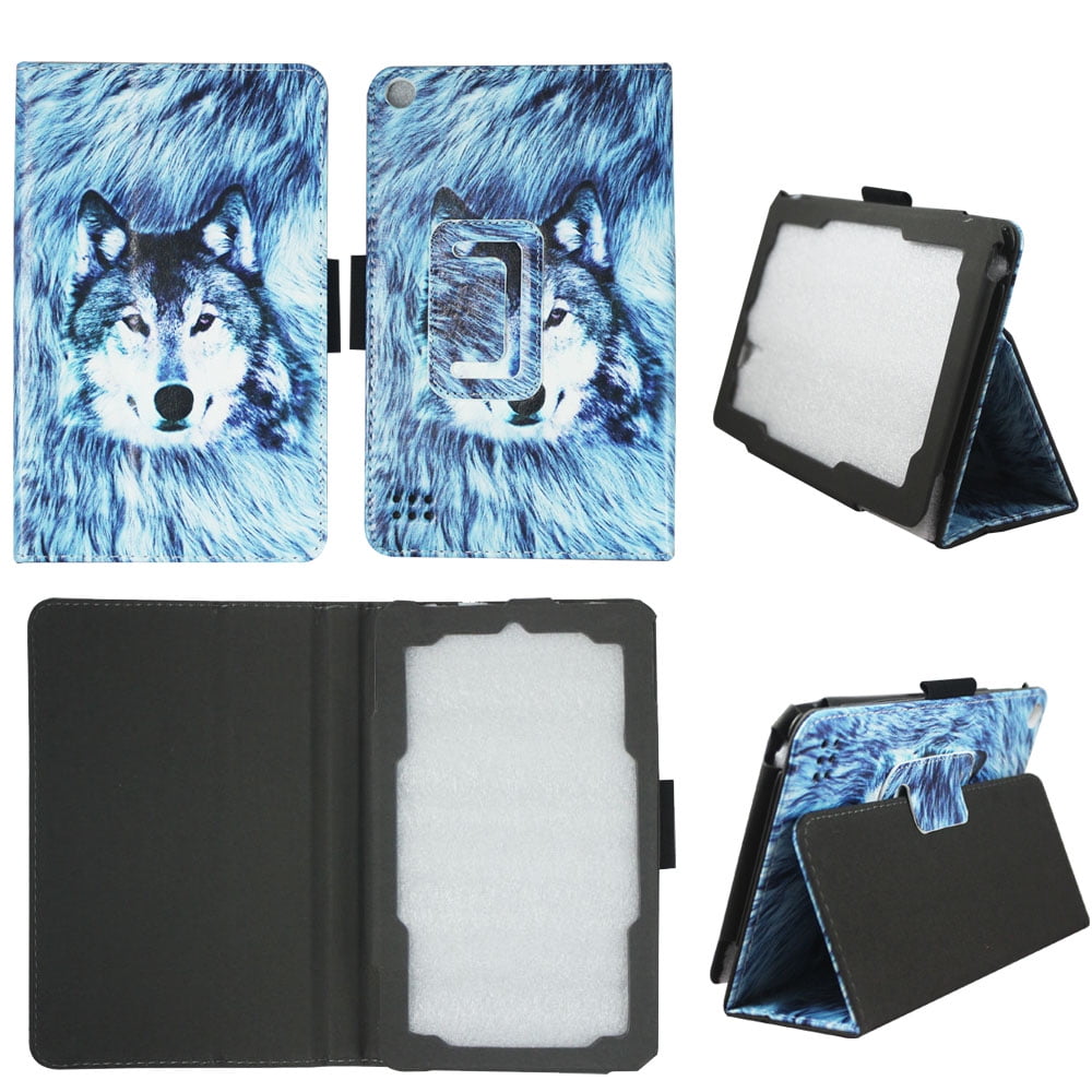 Snow Wolf Folio Case for Kindle Fire 7 2015 Slim Fit PU Leather