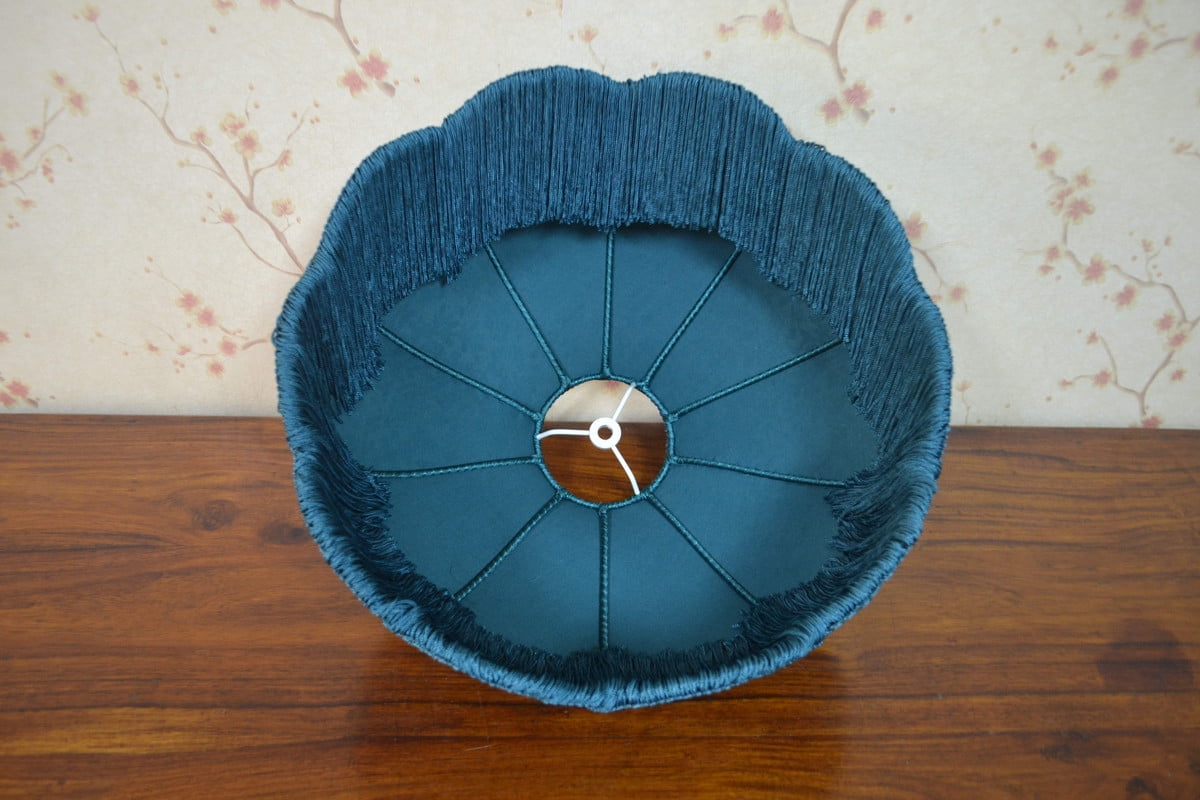 BespokeByNikita Victorian Dome Teal Green Fringe Lamp Shades