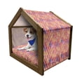 thumbnail image 1 of Abstract Pet House, Diamond Shaped Mosaic Crossed Geometric Forms in Watercolor Picture, Outdoor & Indoor Portable Dog Kennel with Pillow and Cover, 5 Sizes, Orange Purple Pink, by Ambesonne, 1 of 5