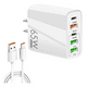 thumbnail image 1 of Cargador USB Tipo C 65W 5 en 1 con Cable USB-A a USB-C Carga Rápida PD 20W Adaptador Multi Puerto, 1 of 10