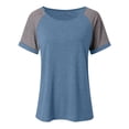 thumbnail image 3 of Qiopertar Mode T-Shirt à Manches Courtes Col Rond Colorblock pour Femmes Grandes Économies de Vacances! à Moins de 5$ jusqu'à 90 % de Réduction, 3 of 9