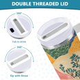 thumbnail image 3 of Yayeee 30oz Stainless Steel Tumbler with Straw and Handle Double-Wall Insulated Travel Water Bottle, Green Floral Wave, 3 of 8