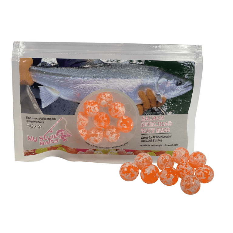 Fishing Beads Artificial Round Float Fishing Eggs for Steelhead Salmon  Trout New Frosty Orange 12mm 10pcs