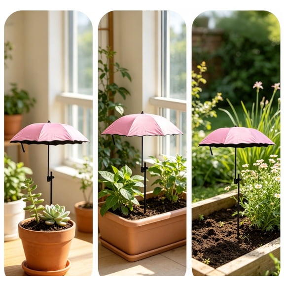 Solace Outdoor Plant Umbrella Fishing Umbrella Versatile Large Weatherproof Plant Shade Cover Sunrain Protection for Yard Flower Pot Pink