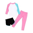 thumbnail image 2 of Jhaoyu Girls Swimsuits 3 Pieces Long Sleeve Rash Guard Set Quick Dry Bathing Suits UPF 50+ Swimwear White Pink L, 2 of 7