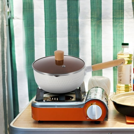 Tineasur Kitchen Saucepan Nonstick 1 Set Maifan Stone Coating White