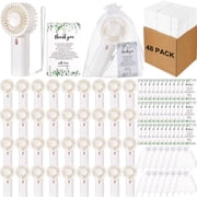 Woanger 48 Pack Mini Fans Bulk Handheld Foldable Wedding Guest Gift,White