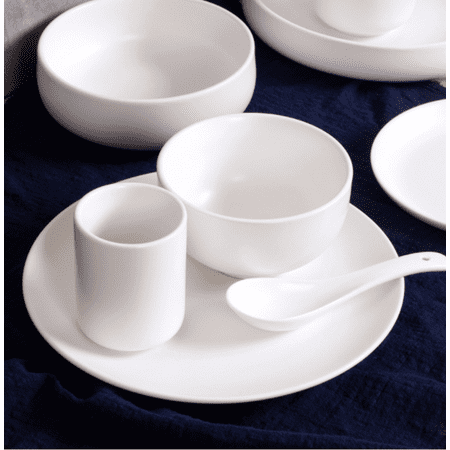 

Livesture Mode European simple ceramic tableware bowl dish of new bone Western-style food dishes creative kitchen utensils Matt White 1 H
