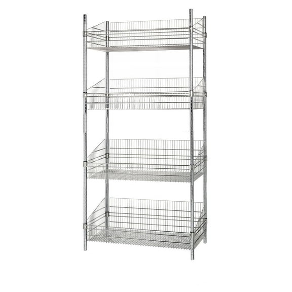 18" Deep x 48" Wide x 74" High 4 Tier Stationary Deep Basket Unit