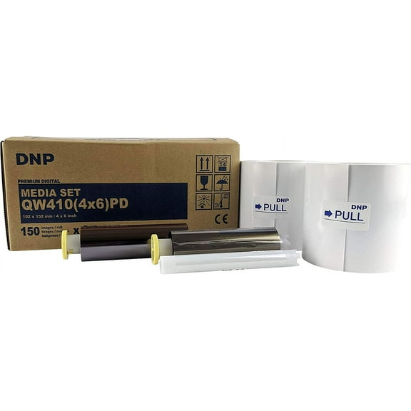 DNP Premium Digital Media for QW410 Printer, 4x6" Roll, 150 Prints Per Roll, 2 Rolls, 300 Total Prints