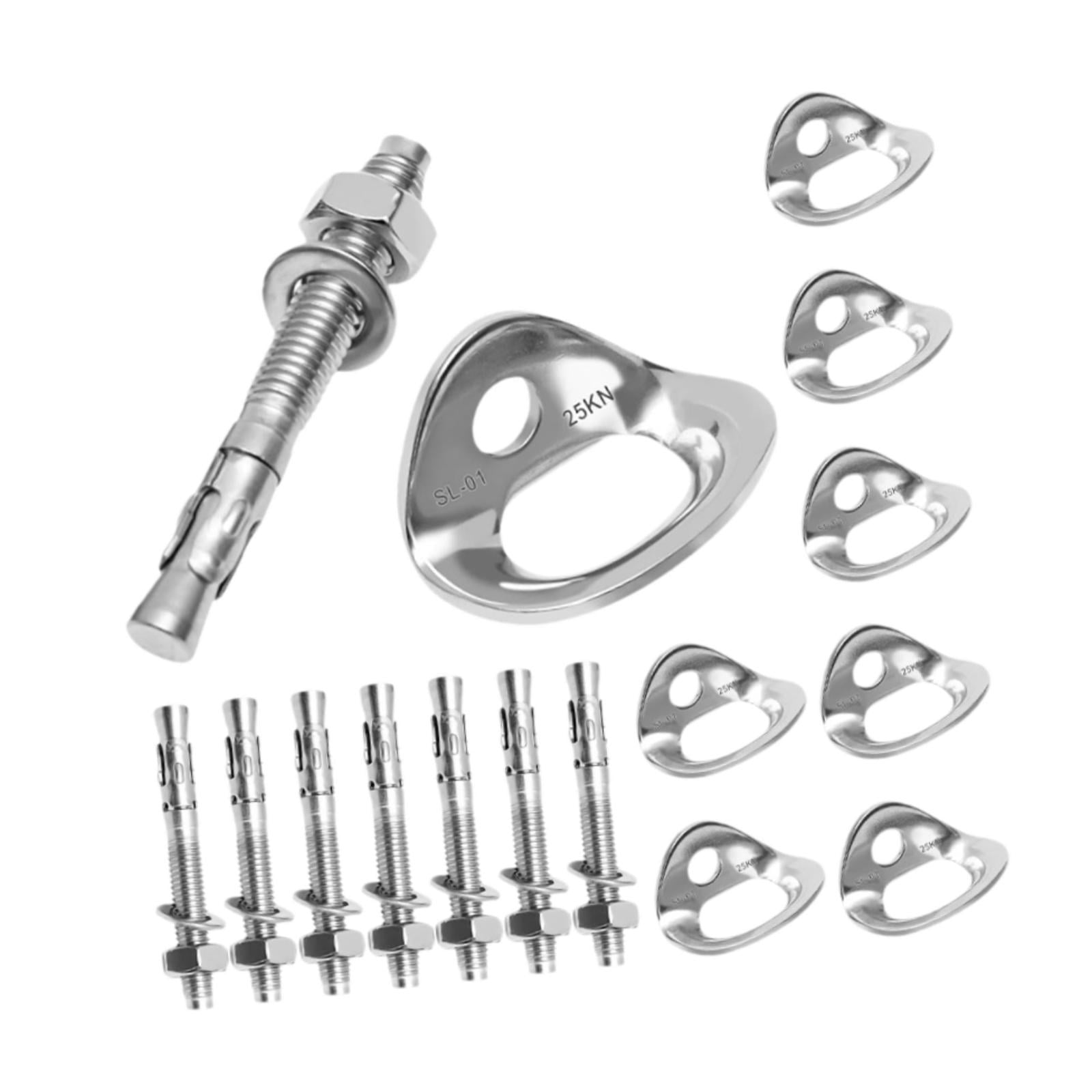 QccHieUs 8 Pieces Climbing Anchor Hangers Stainless Steel Professional Hanging Rings with