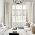 thumbnail image 2 of Linen Blackout Curtains 96 Inch Long, Boho Farmhouse Ivory Birch Viral Drapes Pinch Pleated Curtains with Hooks for Living Room, Neutral 8 FT Back Tab Bedroom Curtains 52" X 96" 2 Panels, 2 of 8