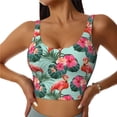 thumbnail image 1 of Balery Palm Leaves Flamingo Sujetadores deportivos con espalda cruzada para mujer, acolchados, sin costuras, de alto impacto, ideales para yoga, gimnasio, entrenamiento y fitness.-X-Large, 1 of 7