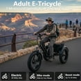 thumbnail image 3 of Adult Electric Tricycle with Large Basket - Broobey 20" Fat Tire E-Trike, 500W Motor, 48V 15Ah Removable Battery, Long Range, UL2849 Certified, Black, 3 of 9