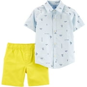 Carters Baby Boys Mix Stripe Button Down Shorts Set