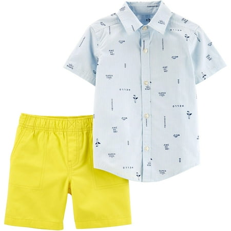 Carters Baby Boys Mix Stripe Button Down Shorts Set
