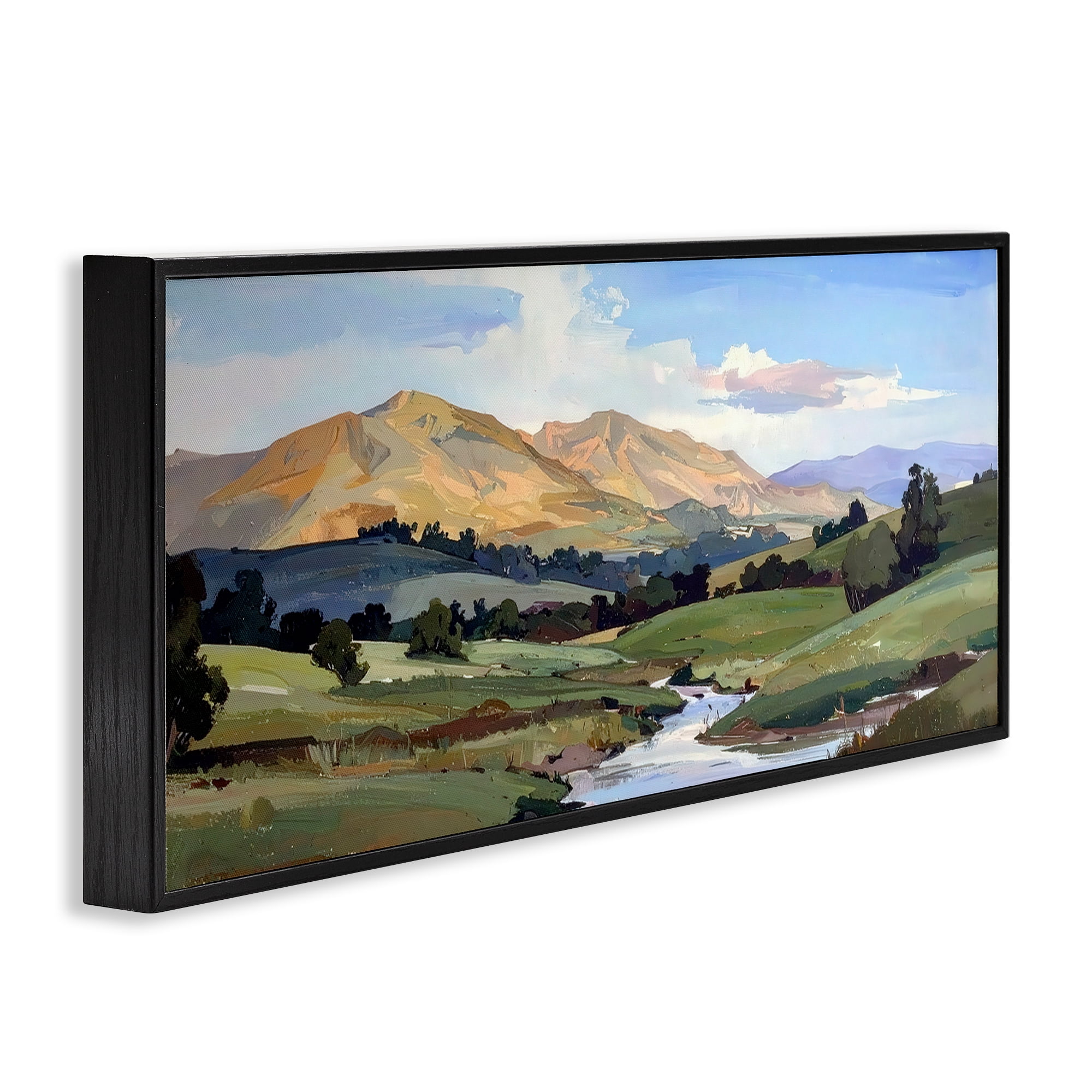 Stupell Industries Winding River Across Valley Black Framed Giclee Art, design by Alonza Saunders