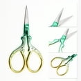 thumbnail image 3 of Unique Bargains 1 Pc Women Embossed Scissors Eyebrow Trimmer Scissors For Bedroom Stainless Steel Green, Gold Tone, 3 of 4