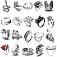 thumbnail image 1 of Juego De 20 Anillos Abiertos Vintage, Joyería Retro Punk Gótica, Anillos Abiertos Ajustables Para Hombres Y Mujeres, 1 of 4