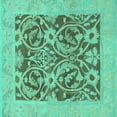 thumbnail image 1 of Ahgly Company Machine Washable Indoor Square Abstract Turquoise Blue Modern Area Rugs, 6' Square, 1 of 4
