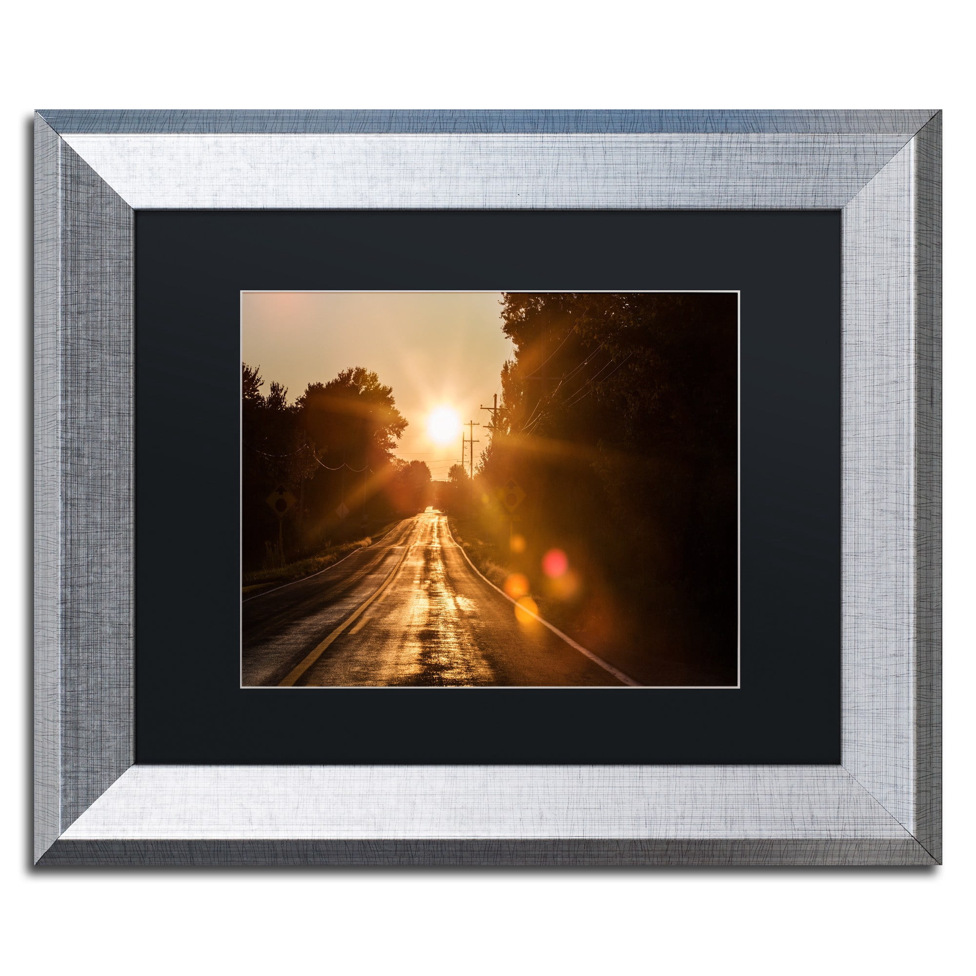 Trademark Fine Art "Sun Soaked Road" Canvas Art by Jason Shaffer, Black Matte, Silver Frame