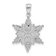 thumbnail image 3 of 14k White Gold Polished and Textured 2 Level Snowflake Pendant Charm, 3 of 4