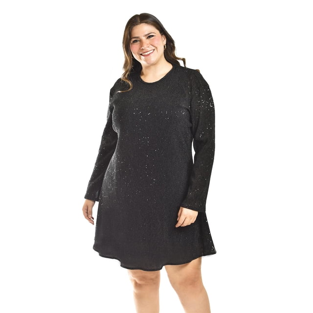 Vestido glitter con lentejuela Roman Fashion /Tallas Extras, 4222 (Negro) negro 38