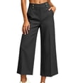 thumbnail image 3 of Oksale Gaucho Pants for Women with Pockets Wide Leg Capris Stretch High Waisted Capri Golf Pants Cropped Trousers Black XL, 3 of 7