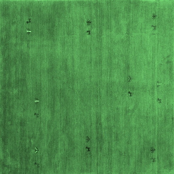 Ahgly Company Indoor Square Abstract Emerald Green Contemporary Area Rugs, 3' Square