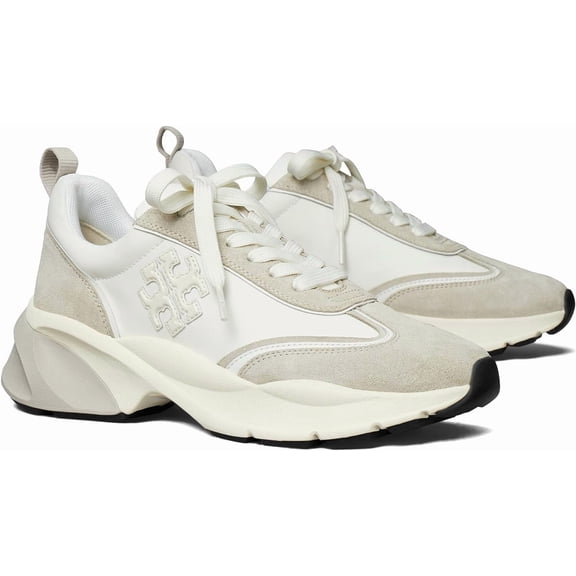 Tory Burch Women's Good Luck Trainers, Bianco/Fossil Stone, 7.5
