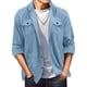 thumbnail image 1 of Blusa y camisa de manga larga con cuello vuelto para hombre, de gamuza, con solapa, botones y bolsillo, informal, de manga larga, sin capucha, para hombre, 1 of 8