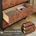 thumbnail image 5 of 5 Drawers Dresser, 46 in Tall Modern Chest of Drawers with Natural Texture, Curved Profile Design, Dresser TV Stand, Wood Drawer Organizer for Bedroom, Living Room, Hallway, Natural Oak, 5 of 8