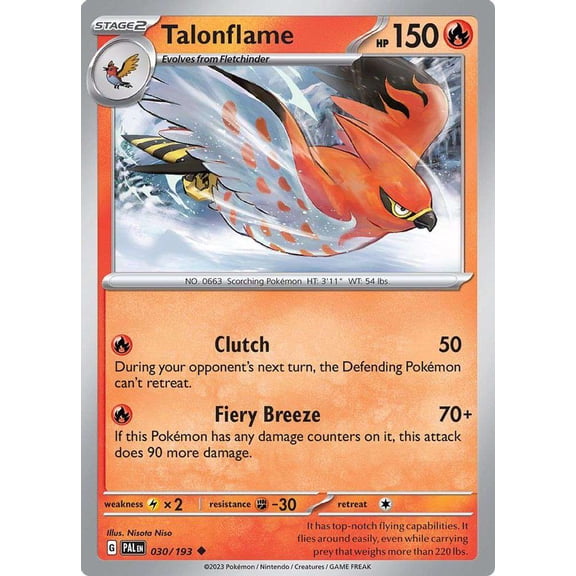 Pokemon Paldea Evolved Uncommon Talonflame #30
