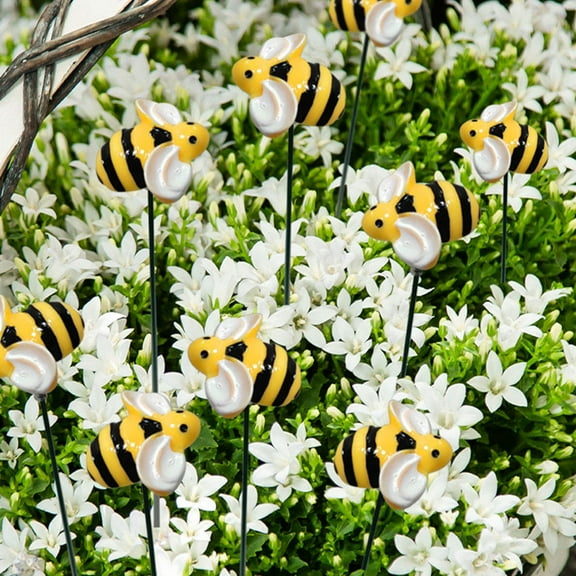 GOOHOCHY Bee and Ladybug Garden Stakes Resin Decor for Outdoor Flower Beds Versatile Whimsical Decor Set Multi 2 Pieces