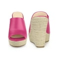 thumbnail image 4 of BLISSFUL STEP Open Toe Espadrille Wedge Heel Platform Slide Sandal for Women Hot Pink 10, 4 of 5