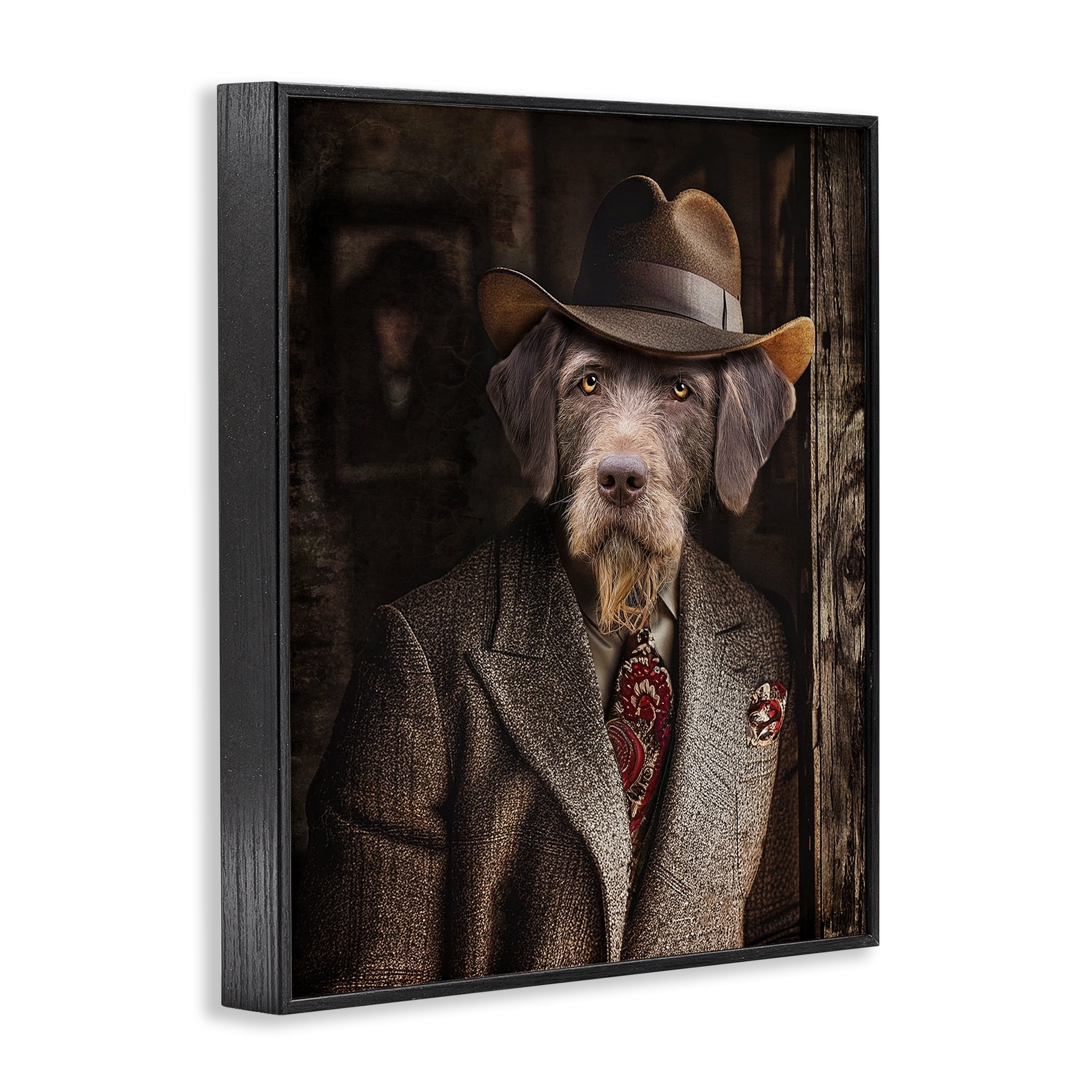 Stupell Industries Classic Dog in Suit Animals & Insects Painting Black Framed Art Print Wall Art, 11 x 14