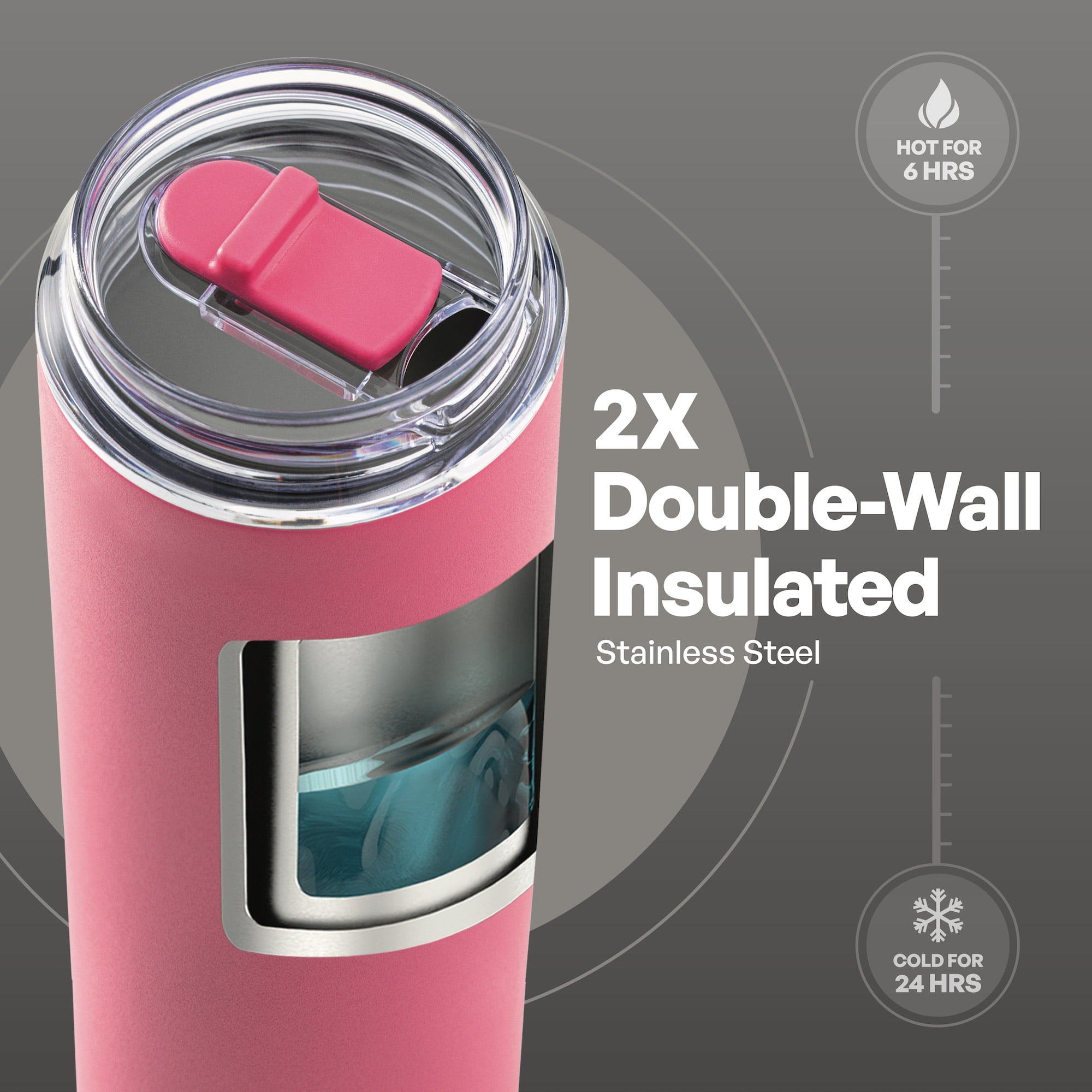 (4 pack) TAL 18oz Stainless Steel Tall Boy Tumbler, Pink