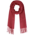 thumbnail image 1 of Bufanda de invierno cálida de imitación de cachemira INSPIRE CHIC, chal largo de color sólido con flecos para mujeres y hombres 78.7"x27.6" color rojo vino, 1 of 6